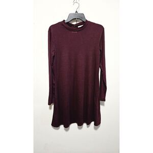 Love Fire Maroon Ribbed Mock Neck Dress L